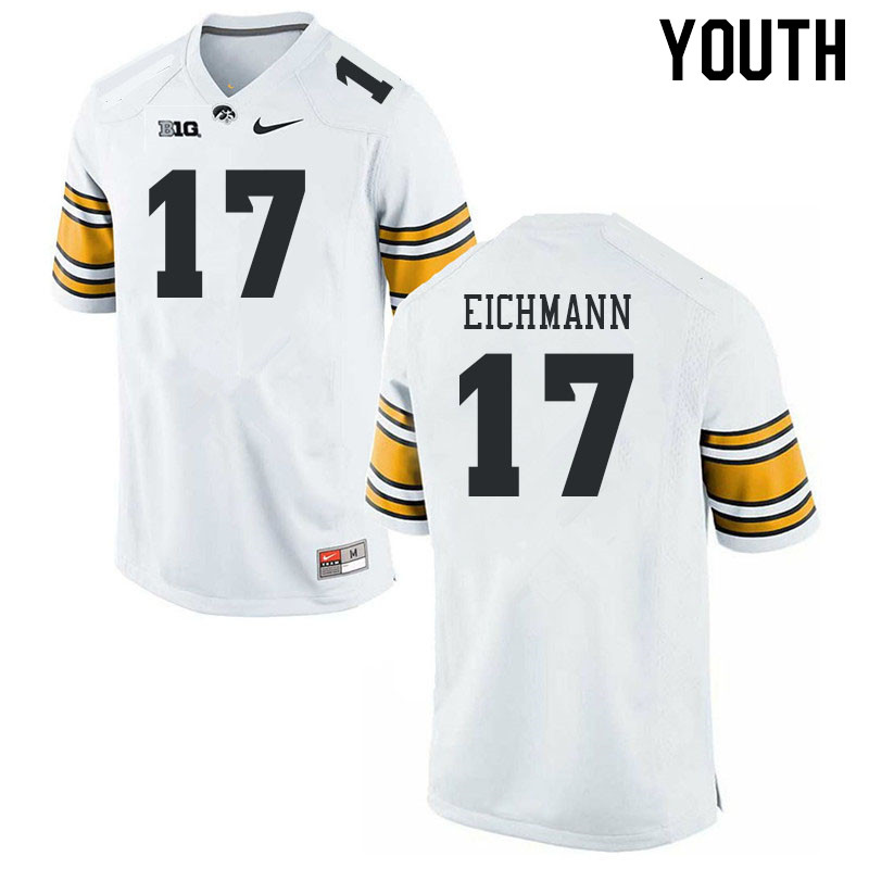 Youth #17 Alex Eichmann Iowa Hawkeyes College Football Jerseys Stitched Sale-White - Click Image to Close